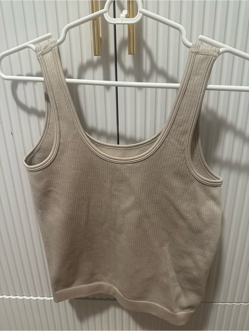 a new day Ribbed Scoop Tank Top - Taupe